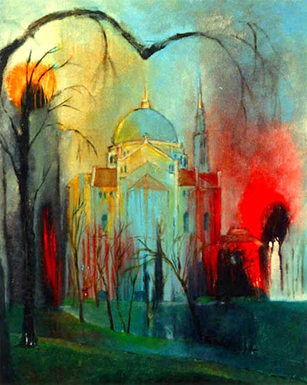 cua shrine, a painting by Vietnamese painter and artist Giang Dinh