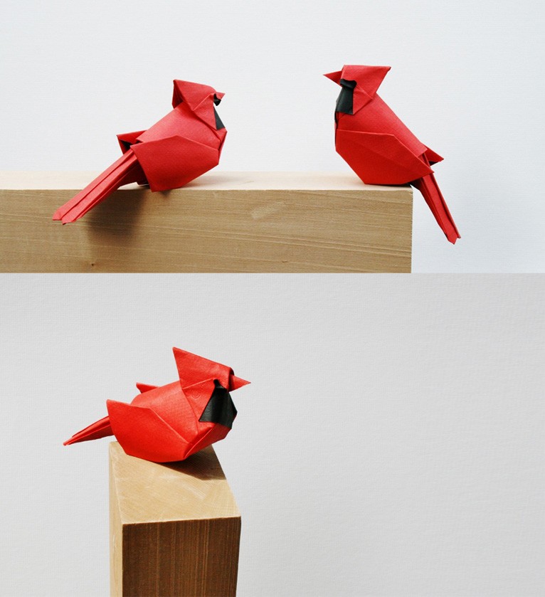 Origami Northern Cardinal by Giang Dinh